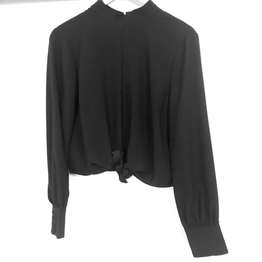 Macy’s cropped black blouse